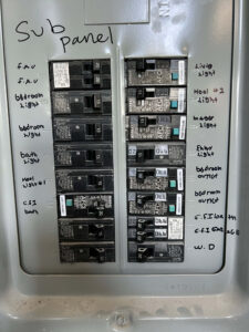 open panel with arc fault circuit breakers