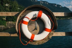 safety life raft on a wall