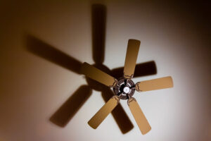 close up of ceiling fan with shadow